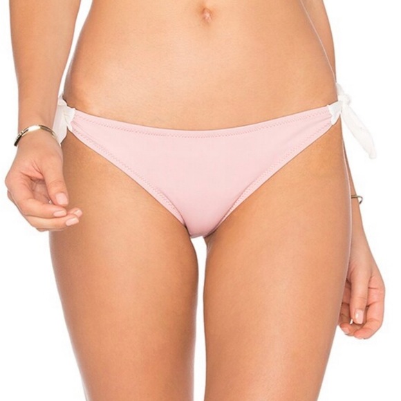 NEW Eberjey Solid Ursula Pink Ecru Tie Side Bikini Bottom - Picture 2 of 7